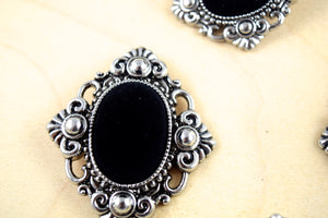 Vintage Inspired Silver with Velvet and Antique Gold Gothic Cameo Pendants