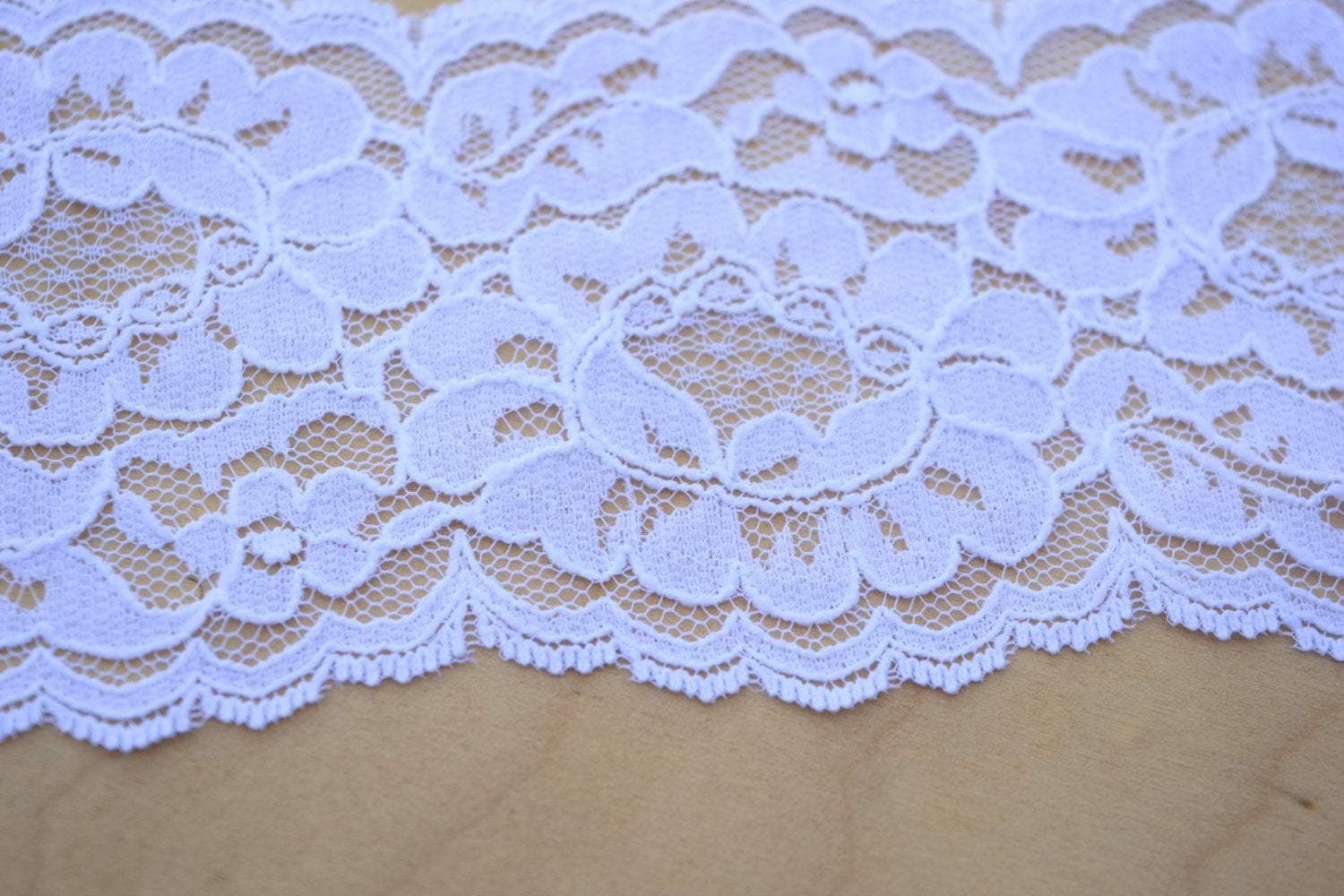 1 Yard 3.5" White Alencon Polyester Bridal Lace Trim