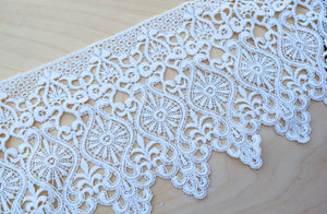 1 Yard 7" Gabi's Ultra Wide Polyester Venice Lace Trim: White/Ivory