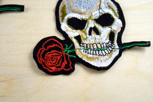 1 Badass Skull With Rose  Patch