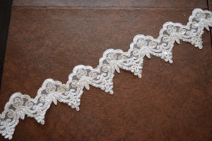 2.5" Optic White or Ivory Sequin and Beaded Bridal Lace Trim