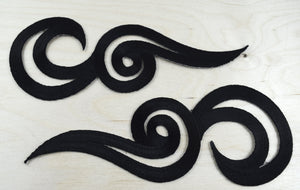 1 Pair Black Mirrored Swirl Shape Patch