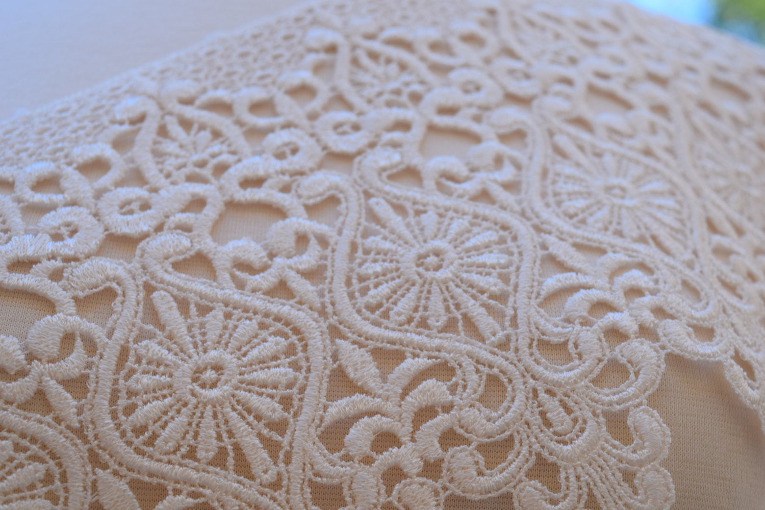 1 Yard 7" Gabi's Ultra Wide Polyester Venice Lace Trim: White/Ivory