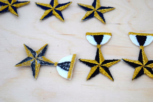 3 Gold, White, Navy Or Black Star Patches with Iron on Backing- Fine Embroidery