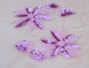 2 Dual colored Pink Sequin Flower Applique/Patch