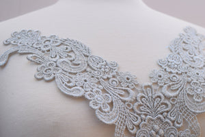 1 Soft Silver or Gold Metallic Venice Lace Applique