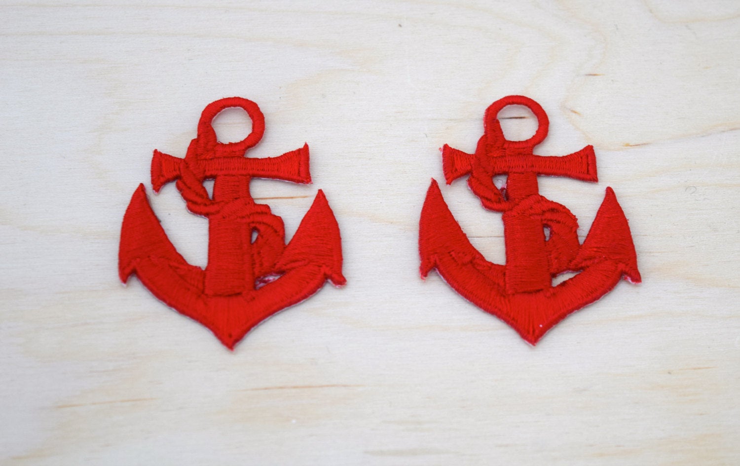 2 Red Anchor Patch Miniature Nautical Themed Patch With Rope Detail.