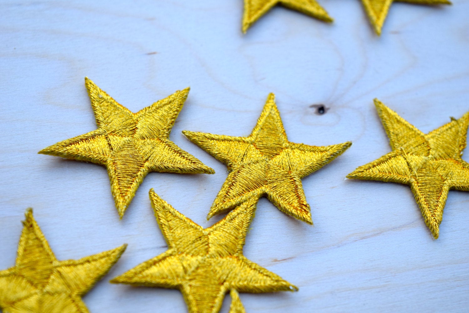 5 Pieces  Embroidery Tiny Gold Star Patches with Fine Metallic Thread.